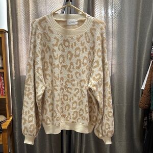 Leopard Print Beige Sweater